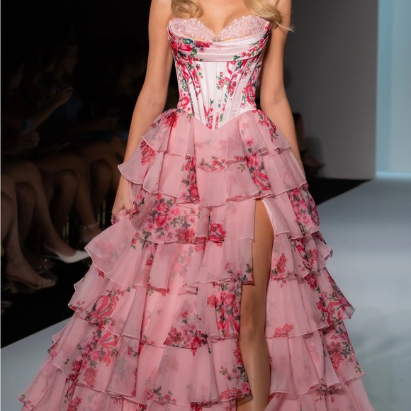 Sherri Hill Dresses & Skirts - Sherri Hill Pink Floral Tiered Prom Dress